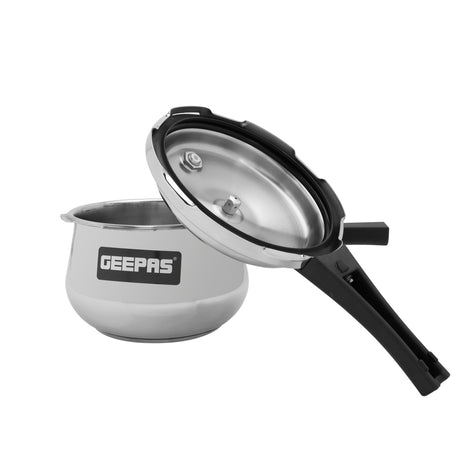 Geepas GPC35036 5L Stainless Steel Pressure Cooker |ATB Base| High-Grade Stainless Steel Body| Reliable Safety Valve & Long-Life Rubber Gasket |Suitable For Safe Cooking