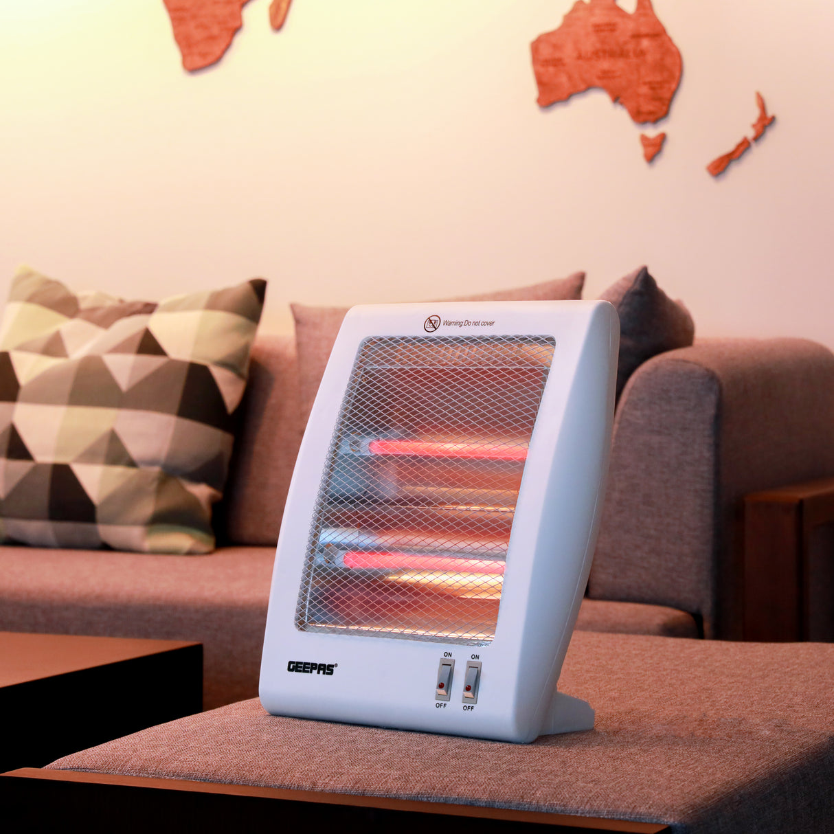 Geepas Quartz Heater GQH28522 | 400W/800W Instant Heating with Quartz Tubes | 2 Heat Settings| Automatic Tip-Over Safety Protection| Energy Efficient | 2 Years Warranty