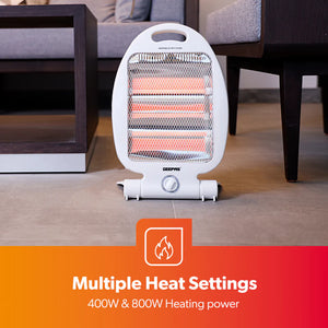Geepas Quartz Heater GQH9105 | 300W/600W Instant Heating| Safety Tip-Over Switch| Wide-Angle Heat Reflector & Carry Handle |  Energy Efficient Design| 2 Years Warranty