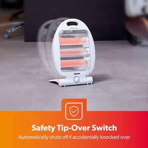 Geepas Quartz Heater GQH9105 | 300W/600W Instant Heating| Safety Tip-Over Switch| Wide-Angle Heat Reflector & Carry Handle |  Energy Efficient Design| 2 Years Warranty