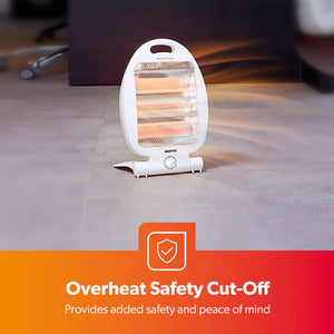 Geepas Quartz Heater GQH9105 | 300W/600W Instant Heating| Safety Tip-Over Switch| Wide-Angle Heat Reflector & Carry Handle |  Energy Efficient Design| 2 Years Warranty