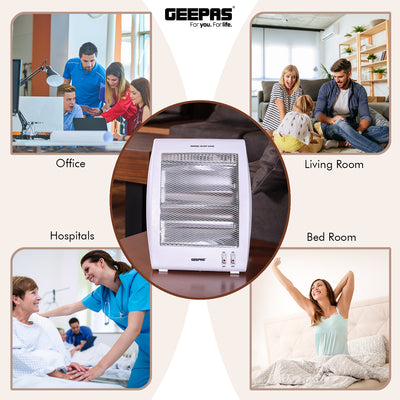 Geepas Quartz Heater GQH9106 | 400W/800W Instant Heating with Safety Tip-Over Switch | Adjustable Thermostat| Energy Efficient Portable Room Heater | 2 Years Warranty