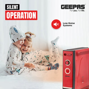 Geepas GQH9108 2200W Quartz Heater | 2 Heat Settings| Silent Operation| Adjustable Thermostat | Portable Design with Wheels| Energy Efficient & Safe | 2 Years Warranty
