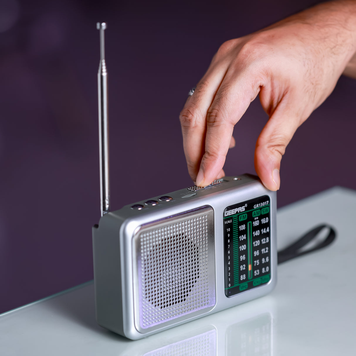 Geepas Rechargeable Radio with Bluetooth-GR13017|BT/FM/AM/SW/TF,3 Band Radio|DC 3V (AAAx2)|Perfect for Home, Office Etc. Retro Design and Premium Quality|2 Years Warranty