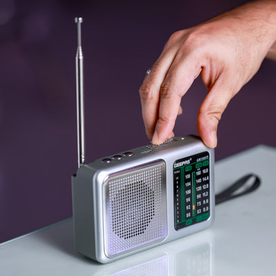 Geepas Rechargeable Radio with Bluetooth-GR13017|BT/FM/AM/SW/TF,3 Band Radio|DC 3V (AAAx2)|Perfect for Home, Office Etc. Retro Design and Premium Quality|2 Years Warranty