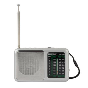 Geepas Rechargeable Radio with Bluetooth-GR13017|BT/FM/AM/SW/TF,3 Band Radio|DC 3V (AAAx2)|Perfect for Home, Office Etc. Retro Design and Premium Quality|2 Years Warranty