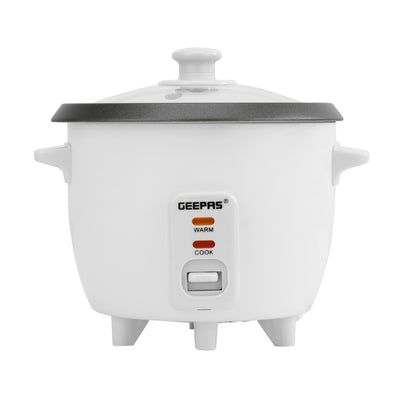 Geepas Personal Rice Cooker GRC1828 | 0.6L Compact Capacity | Ideal for Cooking & Keeping Food Warm |  Energy Efficient, Easy to Clean & Durable Design | 2 Years Warranty
