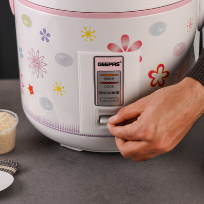 Geepas GRC35023 3.2L Automatic Rice Cooker | Cook, Steam & Keep Warm | Non-Stick Inner Pot | Detachable Cord | Includes Measuring Cup & Spoon | White | 2Y Warranty