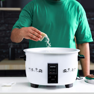 Geepas 4.2 L Commercial Rice Cooker- GRC4321H/ Durable Construction, Removable Non-Stick Aluminum Pot, Cool Touch Handle/ Includes Cook, Keep Warm Functions
