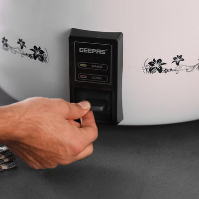 Geepas Commercial Rice Cooker GRC4323 | 10L Capacity |  2800W Power | Cook & Keep Warm Function | Durable Aluminium Inner Pot | Stainless Steel Lid | 2 Years Warranty