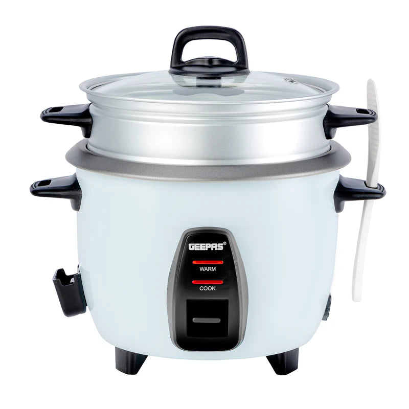Geepas GRC4325 Multi-Function Rice Cooker | 1L Capacity|  Perfect for Cooking, Steaming & Keeping Food Warm |  Energy Efficient & Easy to Clean Design | 2 Years Warranty