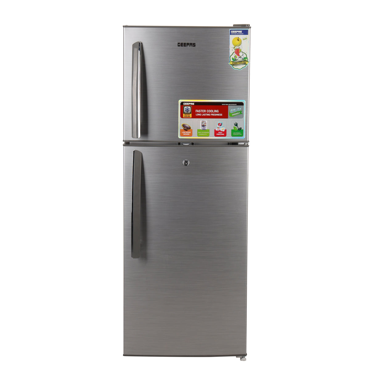 Geepas Double Door Refrigerator - Free Standing Durable Double Door Refrigerator, Gross 200L & Net 138L capacity, Quick Cooling & Long-lasting Freshness, Low Noise, Low Energy Consumption, Defrost Refrigerator | 1 Year Warranty