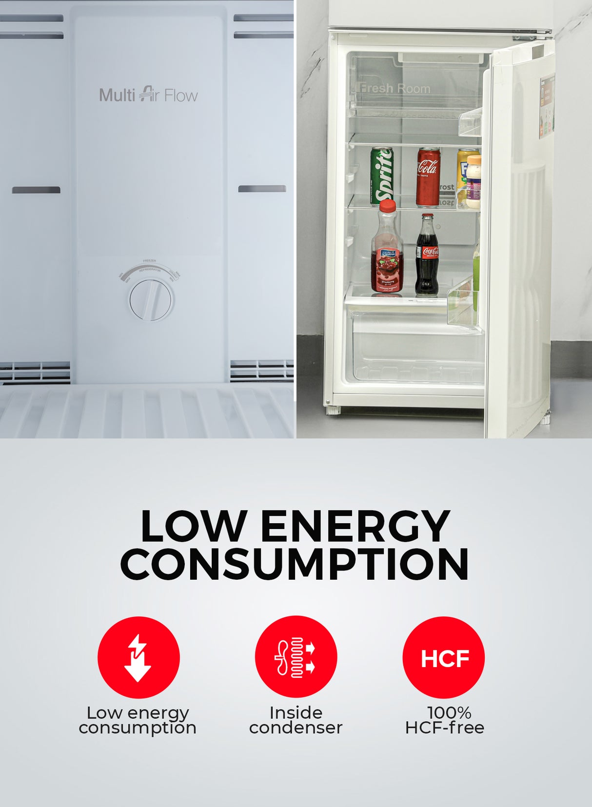 Geepas Double Door Total No-Frost Refrigerator- GRF2708WPN-U/ 270L Gross/ 200L Net Capacity, Quick Cooling, Low Noise Operation/ Equipped with Glass Shelves, Chrome Bottle Holder