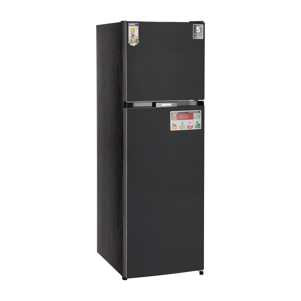 Geepas GRF4120SSXN 410L Double Door No Frost Refrigerator | Dual Temperature Setting| Quick Cooling| Long-Lasting Freshness| Low Noise & Energy Saving| 1 Year Warranty