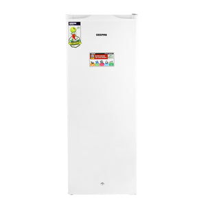 Geepas 200L Upright Freezer GRFU2006 - Portable 3 Star 6 Crystal Freezer Drawer, Compact Recessed Handle & Adjustable Thermostat | Ideal for Retailers, Home, Bachelor's, Medical Shops & More