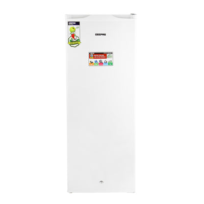 Geepas 200L Upright Freezer GRFU2006 - Portable 3 Star 6 Crystal Freezer Drawer, Compact Recessed Handle & Adjustable Thermostat | Ideal for Retailers, Home, Bachelor's, Medical Shops & More