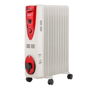 Geepas GRH28501 11 Fins Oil Filled Radiator Heater | Adjustable Thermostat | 3 Heat Settings | Silent Operation | Safety Protection & Castor Wheels for Home Heating