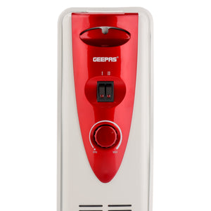 Geepas GRH28501 11 Fins Oil Filled Radiator Heater | Adjustable Thermostat | 3 Heat Settings | Silent Operation | Safety Protection & Castor Wheels for Home Heating