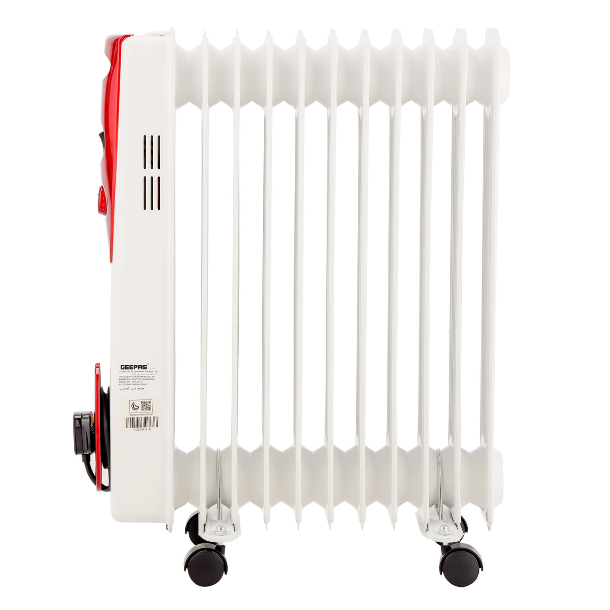Geepas GRH28501 11 Fins Oil Filled Radiator Heater | Adjustable Thermostat | 3 Heat Settings | Silent Operation | Safety Protection & Castor Wheels for Home Heating