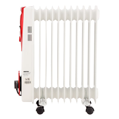 Geepas GRH28501 11 Fins Oil Filled Radiator Heater | Adjustable Thermostat | 3 Heat Settings | Silent Operation | Safety Protection & Castor Wheels for Home Heating