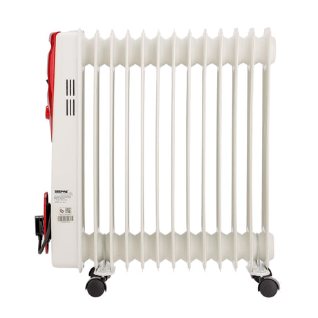Geepas GRH28502 13 Fins Oil Filled Radiator Heater | 2500W |  Adjustable Thermostat & 3 Heat Settings | Silent Operation |Overheat Protection |Smooth Castor Wheels
