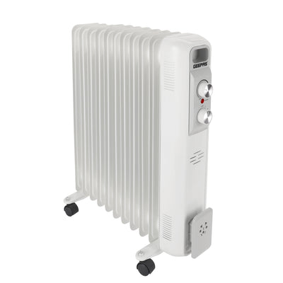 Geepas GRH28534UK 2500W Oil Filled Radiator Heater | 13 Fins| 3 Heat Settings| Adjustable Thermostat| Silent Operation| Overheat & Thermal Safety | 2 Years Warranty