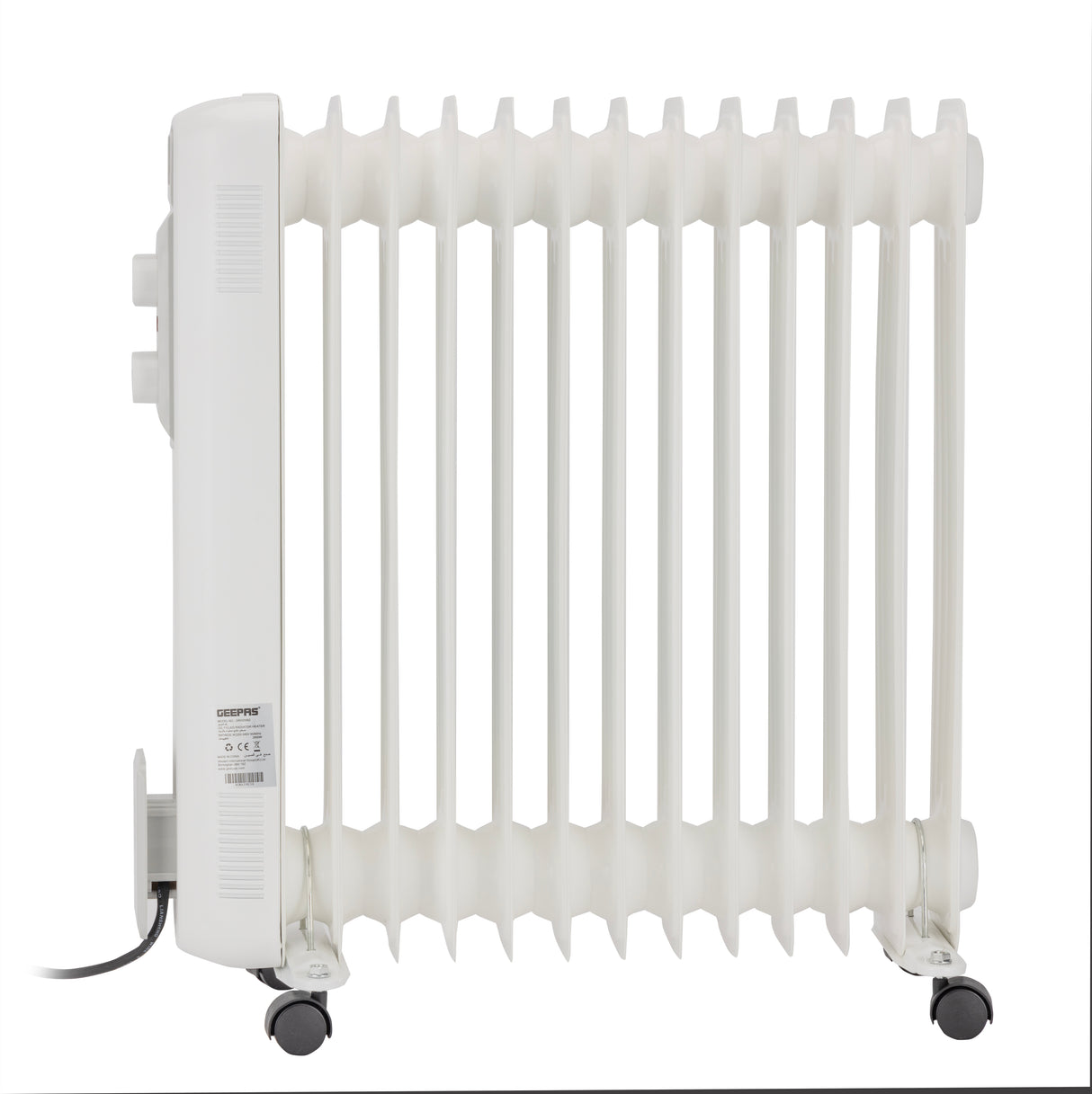 Geepas GRH28562 Oil Filled Radiator Heater| 13 Fins| 1100W/1500W/2600W Adjustable Thermostat| Thermal Cut-Off| Silent Operation & Safety Tip-Over Switch| 2 Years Warranty