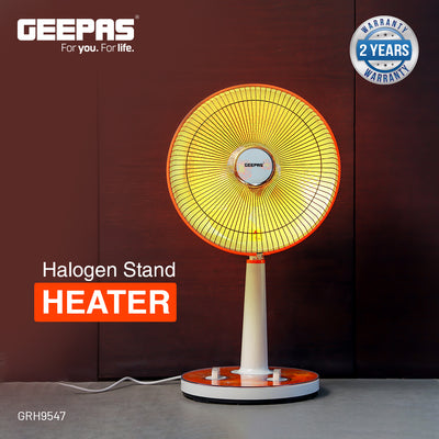 Geepas Halogen Stand Heater GRH9547 | 950W Powerful Heating with Adjustable Height  | 1-Hour Timer & Safety Tip-Over Switch | Energy Efficient  | 2 Years Warranty