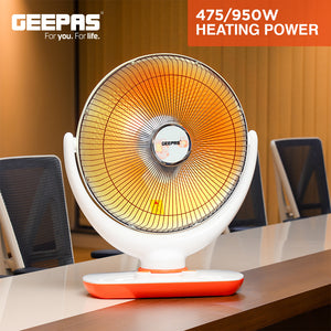 Geepas GRH9548 Halogen Stand Heater | 2 Heat Settings 475W/950W | 1-Hour Timer | Adjustable Head | Safety Tip-Over Switch | Portable & Lightweight | 2 Years Warranty