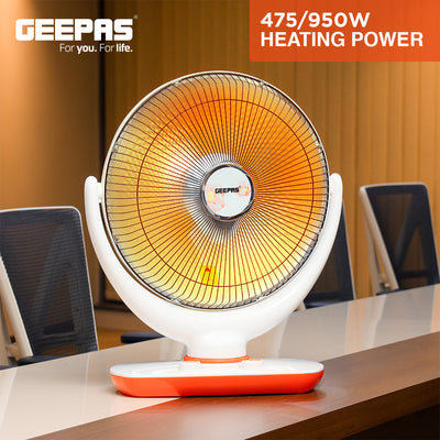 Geepas GRH9548 Halogen Stand Heater | 2 Heat Settings 475W/950W | 1-Hour Timer | Adjustable Head | Safety Tip-Over Switch | Portable & Lightweight | 2 Years Warranty