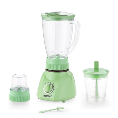 Geepas GSB1514 3-in-1 Blender | 600W Blender| 1.6L Jar & Grinder |Sharp Stainless Steel Blades | 2-Speed Control with Pulse Function | Overheat Protection |Anti-Slip Feet