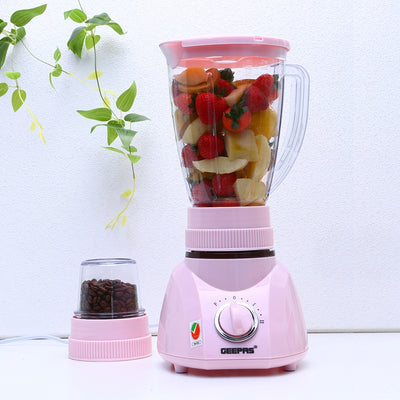 Geepas 3-in-1 Blender, 1.6L Blender Jar Mixer Grinder, GSB1514 | 400W Grinder with Dry Mill & Mincer Attachments | 2 Speed with Pulse Function | Wet Jar, Dry Jar and Chutney Jar