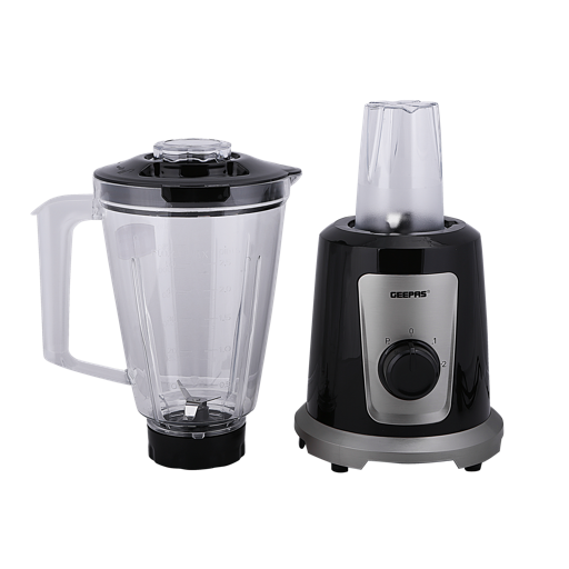 Geepas 500W 2 in 1 Multifunctional Blender GSB44030 | Stainless Steel Blades, 2 Speed Control with Pulse | 1.5L Jar Ice Crusher, Chopper, Coffee Grinder & Smoothie Maker