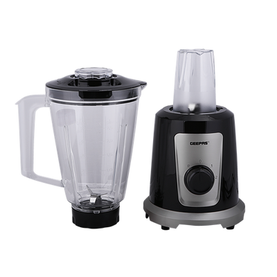 Geepas 500W 2 in 1 Multifunctional Blender GSB44030 | Stainless Steel Blades, 2 Speed Control with Pulse | 1.5L Jar Ice Crusher, Chopper, Coffee Grinder & Smoothie Maker