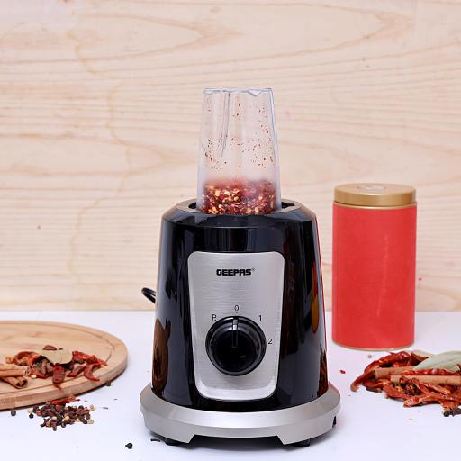 Geepas 500W 2 in 1 Multifunctional Blender GSB44030 | Stainless Steel Blades, 2 Speed Control with Pulse | 1.5L Jar Ice Crusher, Chopper, Coffee Grinder & Smoothie Maker