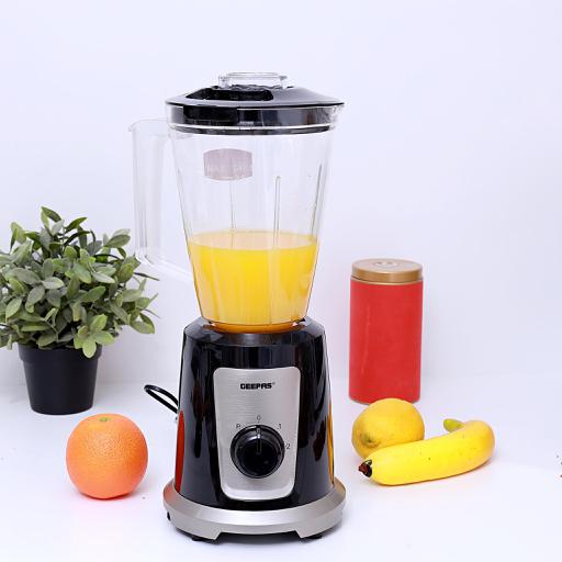 Geepas 500W 2 in 1 Multifunctional Blender GSB44030 | Stainless Steel Blades, 2 Speed Control with Pulse | 1.5L Jar Ice Crusher, Chopper, Coffee Grinder & Smoothie Maker