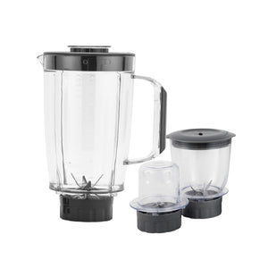 Geepas 3-in-1 Blender- GSB44034N/ 600 W, Powerful Motor with 3 Speed Setting and Pulse/ Transparent Jars with Stainless Steel Blade, Grinder, Chopper Attachment