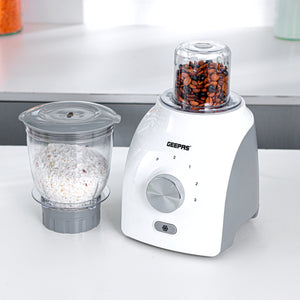 Geepas 3-in-1 Blender- GSB44034N/ 600 W, Powerful Motor with 3 Speed Setting and Pulse/ Transparent Jars with Stainless Steel Blade, Grinder, Chopper Attachment