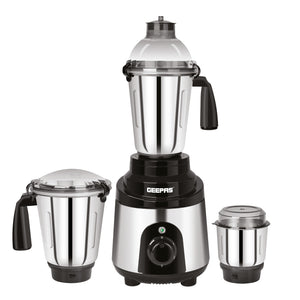 Geepas GSB44039 1200W 3-in-1 Mixer Grinder |  3-Speed Control  |Large 1.5L Stainless Steel Liquid Jar | Versatile 3-Jar Design  |Durable Unbreakable PC Caps |Stable Base