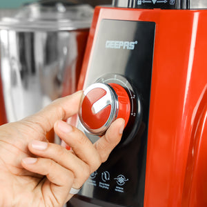 Geepas 3-in-1 Mixer Grinder GSB44040 | 750W Copper Motor, 3 Speed + Pulse Function | 1.5L Blending Jar |  1.5L Grinder Jar & 0.5L Chutney Jar | Wet & Dry Grinding