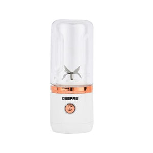 Geepas Rechargeable Portable Blender- GSB44058/ 420 ml Capacity / Single Click Operation, with Tritan Bottle and Motor Base, 10-15 min Working/ White, 2 Years Warranty