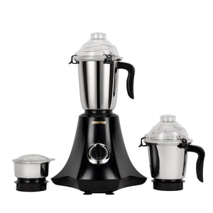 Geepas 3-in-1 Mixer Grinder- GSB44067/ 750W Powerful Motor with Stainless Steel Jars and Blades, Unbreakable Jar Caps, 3 Jar with 3 Speed Control/ Black and Silver