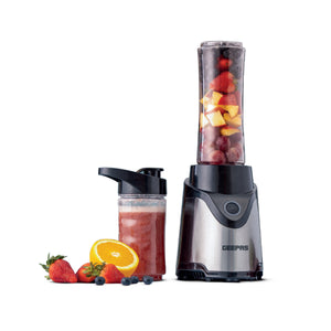 Geepas Personal Blender- GSB44075N| 500W Powerful Motor with 2 Plastic Sport Bottles, 570 ML & 400 ML| Transparent and Unbreakable Bottles with Stainless Steel Blade