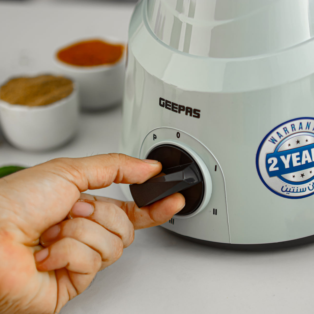 Geepas 3-in-1 Mixer Grinder GSB44100 | 800W, 1.5L| 1.0L & 0.5L Stainless Steel Jars| Tetra Flow Technology | 3 Speed Control | Overload Protector | 2 Years Warranty