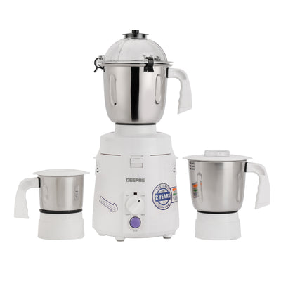 Geepas 3-in-1 Mixer Grinder- GSB44114/ 1200W Powerful Motor with Stainless Steel Jars and Blades, Unbreakable Jar Caps/ for Fast Grinding, Ergonomic Design