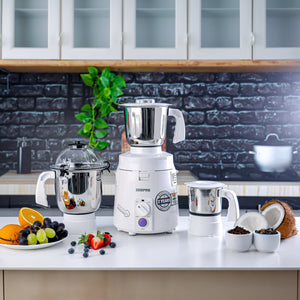 Geepas 3-in-1 Mixer Grinder- GSB44114/ 1200W Powerful Motor with Stainless Steel Jars and Blades, Unbreakable Jar Caps/ for Fast Grinding, Ergonomic Design
