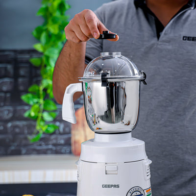 Geepas 3-in-1 Mixer Grinder- GSB44114/ 1200W/ Stainless Steel Jars & Blades/ Unbreakable Jar Caps/ Multi Safe Function/ Anti Slip Feet/ 3 Speed Control/ 2 Years Warranty