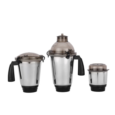 Geepas 3-in-1 Mixer Grinder- GSB5080S/ 750W Powerful Motor, Stainless Steel Jars and Blades, Unbreakable Jar Caps, 3 Jars with 3 Speed Control