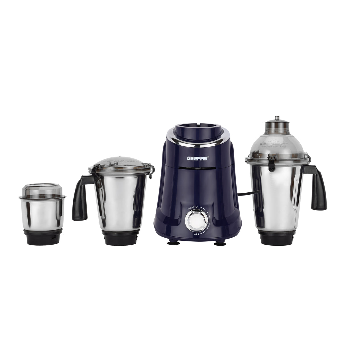 Geepas 3-in-1 Mixer Grinder- GSB5080S/ 750W Powerful Motor, Stainless Steel Jars and Blades, Unbreakable Jar Caps, 3 Jars with 3 Speed Control