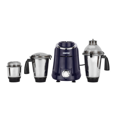 Geepas 3-in-1 Mixer Grinder- GSB5080S/ 750W Powerful Motor, Stainless Steel Jars and Blades, Unbreakable Jar Caps, 3 Jars with 3 Speed Control